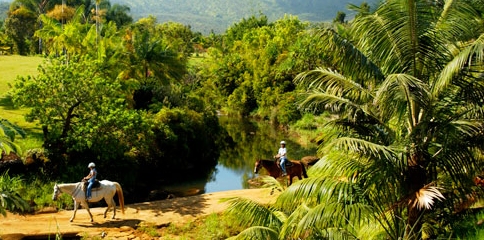 Horseback Riders at Silver Falls Ranch in Kauai Hawaii