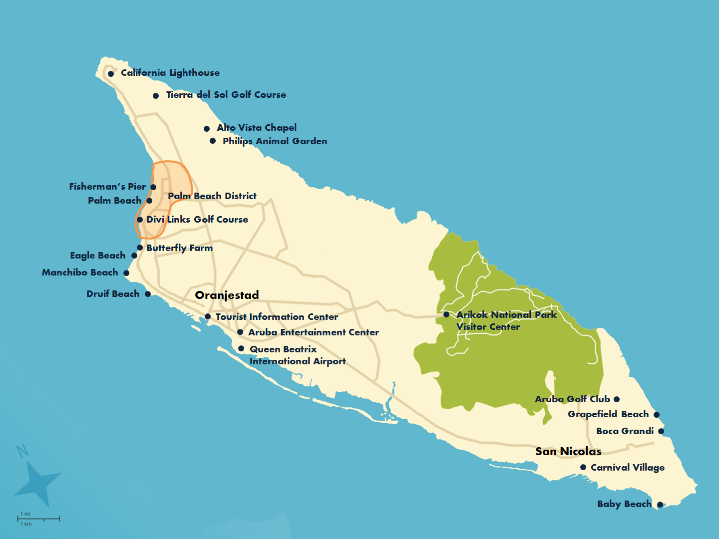 Aruba Tourist Map